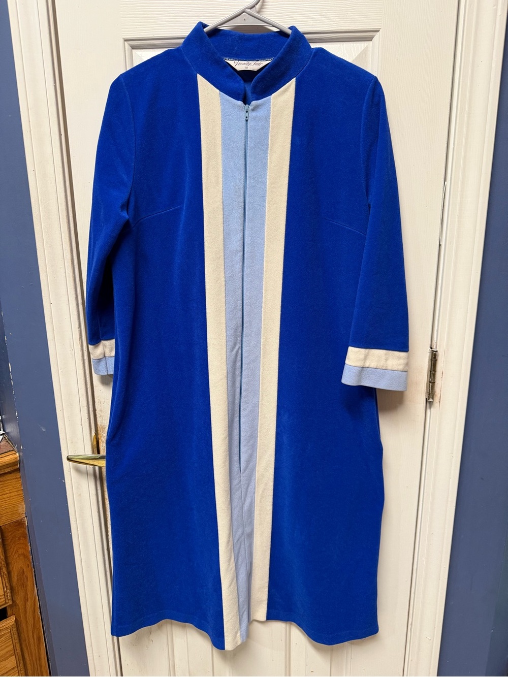 Vintage Vanity Fair Royal Blue Coat with Light Blue and Cream Stripes